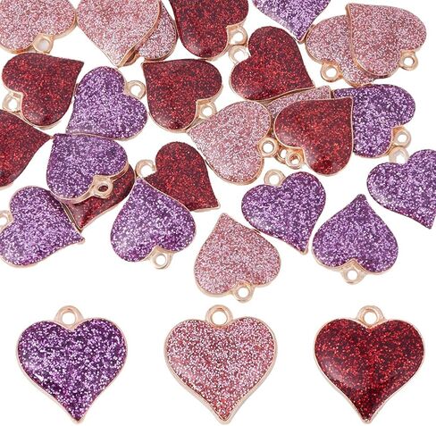SUNNYCLUE 1 Box Assorted Valentine's Day Charms Enamel Heart Charm Love Charms Bulk Red Pink Rose Linking Connector Charms Valentine Charms for Jewelry Making Charms DIY Earrings Necklace Brcaelets in Kuwait