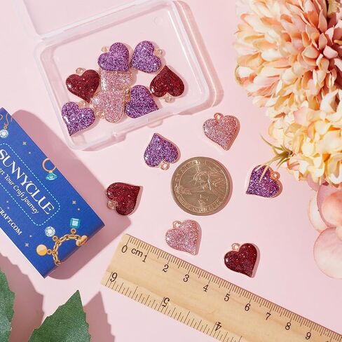 SUNNYCLUE 1 Box Assorted Valentine's Day Charms Enamel Heart Charm Love Charms Bulk Red Pink Rose Linking Connector Charms Valentine Charms for Jewelry Making Charms DIY Earrings Necklace Brcaelets in Kuwait