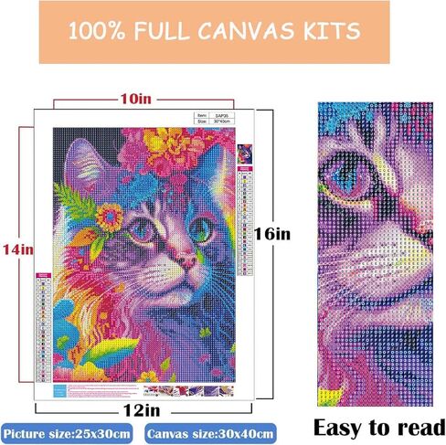 4 Pack 5D Diamond Painting Kits for Adults, Animal Diamond Art Kits Cat Full Drill Diamond Dots Paint with Diamonds Hedgehog Owl Pictures Arts and Crafts for Adults Beginner Kids 11.8''x15.8'' in Kuwait