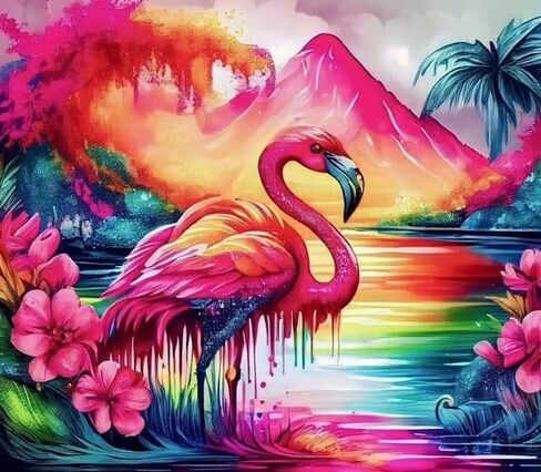 JLHATLSQ مجموعات الطلاء الماسي للبالغين، فلامنغو 5D DIY كريستال الماس الفن جولة الحفر الماس اللوحات، والطلاء مع الماس جوهرة الفن لديكور جدار المنزل 12x16 في in Kuwait