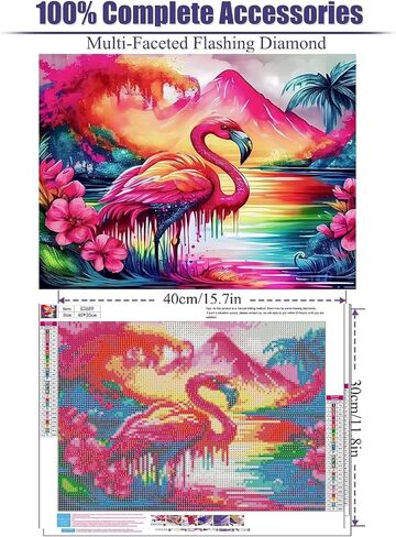 JLHATLSQ مجموعات الطلاء الماسي للبالغين، فلامنغو 5D DIY كريستال الماس الفن جولة الحفر الماس اللوحات، والطلاء مع الماس جوهرة الفن لديكور جدار المنزل 12x16 في in Kuwait