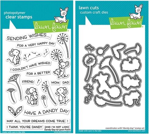 Lawn Fawn Dandy Day 4"x6" Clear Stamp Set and Coordinating Custom Craft Die Set (LF2217, LF2218), Bundle of 2 Items in Saudi Arabia