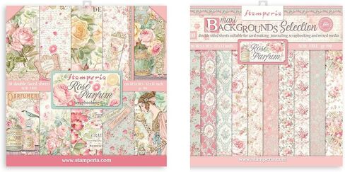 Stamperia International Rose Parfum Bundle: 12" X 12" Double-Sided Paper Pad + 12" X 12" Backgrounds Double-Sided Paper Pad in Kuwait