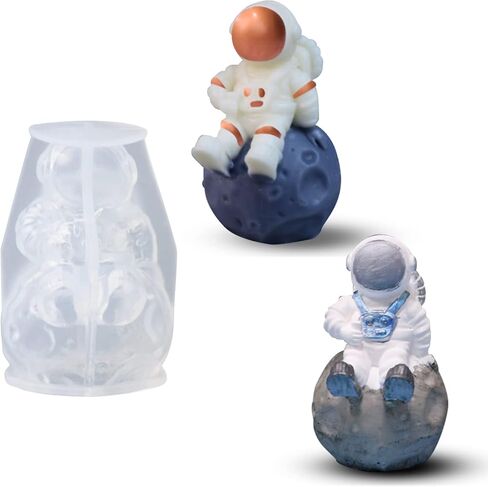 ملوكيها قالب صب من السيليكون بتصميم رائد فضاء على شكل قمر من ايبوكسي الراتنج لصنع الصابون والثلج والشموع وطاولة العلاج العطري وتزيين المنزل والحرف اليدوية in Kuwait