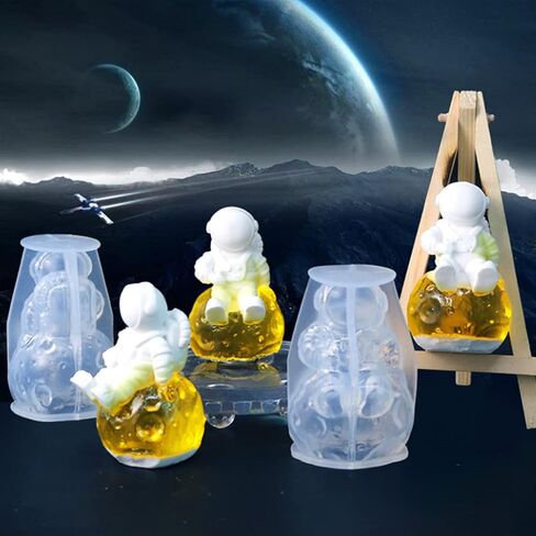 ملوكيها قالب صب من السيليكون بتصميم رائد فضاء على شكل قمر من ايبوكسي الراتنج لصنع الصابون والثلج والشموع وطاولة العلاج العطري وتزيين المنزل والحرف اليدوية in Kuwait