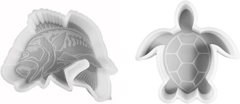 Bass Fish & Turtle Pack of 2 Freshie Molds Silicone Mold, Fish Car Freshie Mold Oven Safe, Sea Turtle Freshie Mold Fall, Mold for Baking Aroma Beads, Clay Mold, Candle Mold, Soap Molds in Kuwait