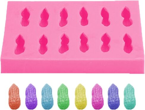 ONNPNN 12 تجويف قالب سيليكون الفول السوداني، قالب شوكولاتة مبتكر على شكل فول سوداني، قوالب راتنج على شكل فواكه صناعية ثلاثية الأبعاد، محاكاة الفول السوداني المصنوعة يدويًا من الصابون المعطر، أداة تزيين الكعك in Kuwait