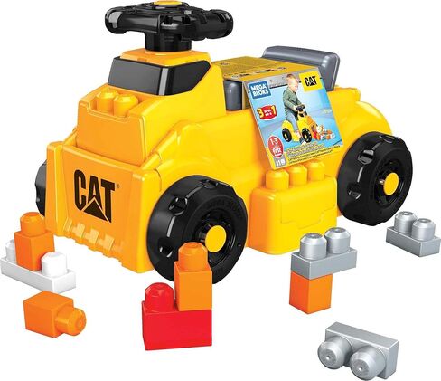 MEGA BLOKS Cat Fisher-Price Toddler Blocks Building Toy, Large Dump Truck with 11 Pieces and Storage, Yellow, Gift Ideas for Kids in Saudi Arabia