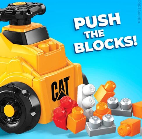 MEGA BLOKS Cat Fisher-Price Toddler Blocks Building Toy, Large Dump Truck with 11 Pieces and Storage, Yellow, Gift Ideas for Kids in Saudi Arabia