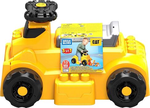 MEGA BLOKS Cat Fisher-Price Toddler Blocks Building Toy, Large Dump Truck with 11 Pieces and Storage, Yellow, Gift Ideas for Kids in Saudi Arabia