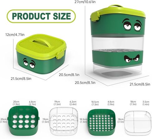 4 Tray Toy Blocks Sorter Sifter, Cute Portable Storage Brick Box for Lego Blocks, Three Different Size Sorter Perfect for Multiple Building Blocks, Gift for Kids, Teens and Adults (Blue) in Kuwait