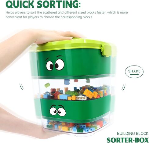 4 Tray Toy Blocks Sorter Sifter, Cute Portable Storage Brick Box for Lego Blocks, Three Different Size Sorter Perfect for Multiple Building Blocks, Gift for Kids, Teens and Adults (Blue) in Kuwait