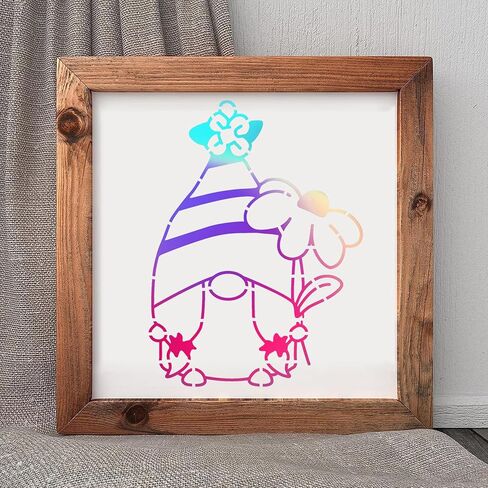 12pcs Gnomes Stencils Painting Reusable Gnome Sunflower Paint Stencil DIY Crafts Small Dwarf Decoration Stencil for Painting on Wall and Wood Sign in Kuwait