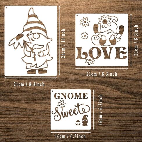 12pcs Gnomes Stencils Painting Reusable Gnome Sunflower Paint Stencil DIY Crafts Small Dwarf Decoration Stencil for Painting on Wall and Wood Sign in Kuwait