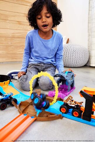 Hot Wheels Monster Truck Pit & Launch Playsets with a 1 Monster Truck & 1 Hot Wheels 1:64 Scale Car, Great Gift for Kids Ages 4 Years & Older in Saudi Arabia