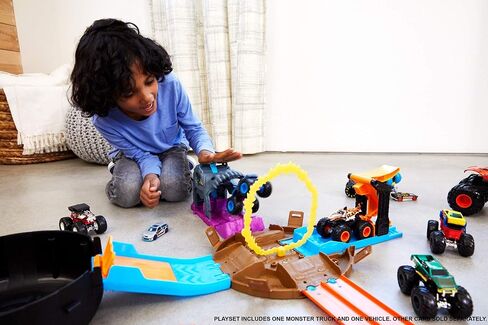 Hot Wheels Monster Truck Pit & Launch Playsets with a 1 Monster Truck & 1 Hot Wheels 1:64 Scale Car, Great Gift for Kids Ages 4 Years & Older in Saudi Arabia
