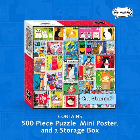 Re-marks Cat Postage-Stamp Collage Puzzle, 500-Piece Puzzle for All Ages in Kuwait