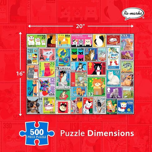 Re-marks Cat Postage-Stamp Collage Puzzle, 500-Piece Puzzle for All Ages in Kuwait
