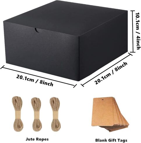15 حزمة من علب الهدايا من الورق المقوى مع أغطية من GUIFIER، علب هدايا لوصيفات العروس من ورق الكرافت البني مقاس 8x8x4 بوصة، صندوق هدايا لوصيفات العروس مع خيط، بطاقات هدايا لاقتراح وصيفة العروس، هدية زفاف، هدية لحفلة عيد الميلاد in Kuwait