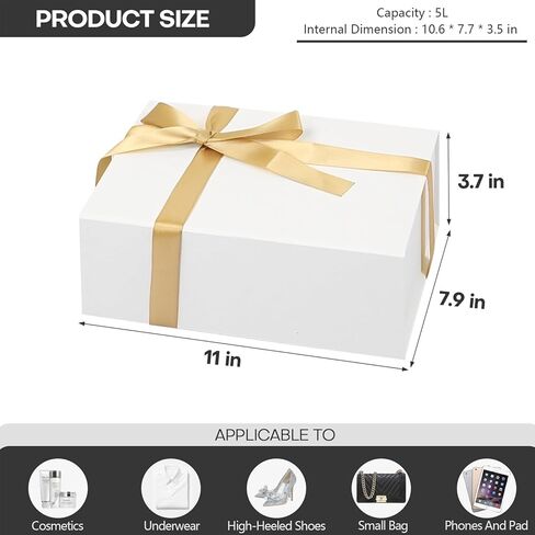صندوق هدايا SENNAUX 6 عبوات مقاس 11 × 8 × 3.5 بوصة علب هدايا مع غطاء صندوق تغليف مغناطيسي للإغلاق مع بطاقة هدايا، ظرف، شريط لعيد الميلاد، عيد الأم، عيد الأب، أعياد الميلاد، هدايا الزفاف، حفلات الزفاف in Kuwait