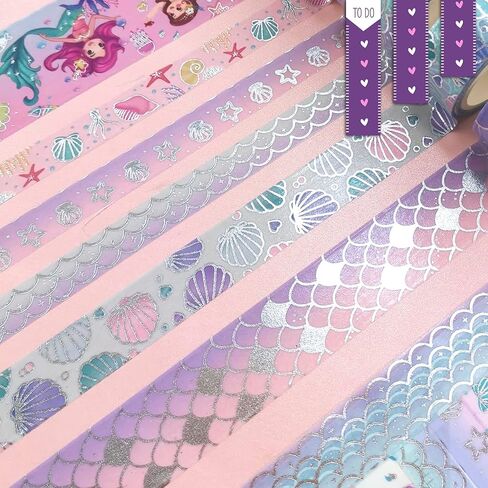 حورية البحر الغامضة DIY الفضة فويل واشي شريط ورقة قناع حيوانات البحر / 8 لفات كرافت شريط ديكور رائع لزينة سجل القصاصات الفنية رصاصة المجلات المشاريع اليدوية in Kuwait