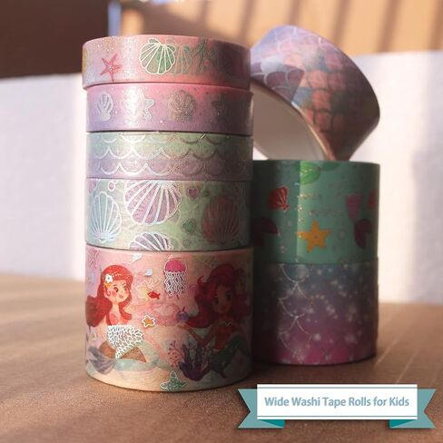 حورية البحر الغامضة DIY الفضة فويل واشي شريط ورقة قناع حيوانات البحر / 8 لفات كرافت شريط ديكور رائع لزينة سجل القصاصات الفنية رصاصة المجلات المشاريع اليدوية in Kuwait