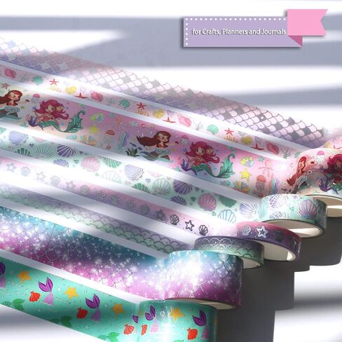 حورية البحر الغامضة DIY الفضة فويل واشي شريط ورقة قناع حيوانات البحر / 8 لفات كرافت شريط ديكور رائع لزينة سجل القصاصات الفنية رصاصة المجلات المشاريع اليدوية in Kuwait