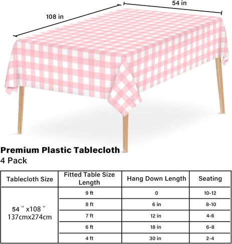 Mulbozy 12 Pcs Black Plastic Tablecloth for Rectangle Table, 54 × 108 inches Disposable Black Party Table Covers for Birthday, Anniversary, Wedding, Fine Dining, Graduation Party Decoration in Kuwait