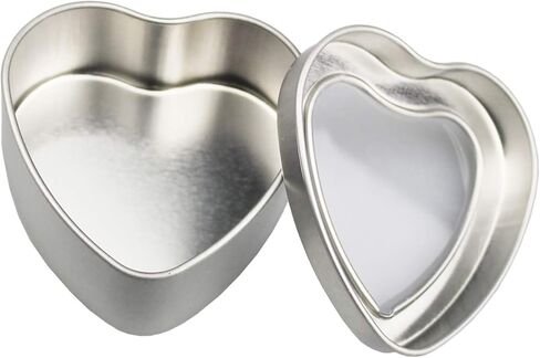 علب معدنية فضية على شكل قلب فارغة بسعة 118 مل مع نافذة شفافة لصنع الشموع والحلوى والهدايا والتنانير in Kuwait