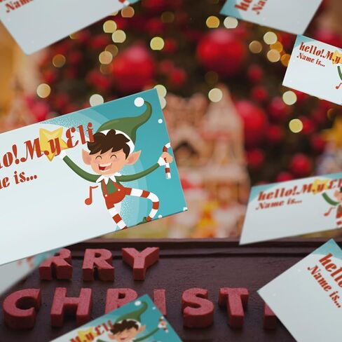 What's Your Elf Name Game، 1 علامة موضوع Elf و50 ملصقًا لبطاقة الاسم، ألعاب حفلات عيد الميلاد، لعبة عيد ميلاد للأطفال والكبار، لعبة نشاط للمكتب أو الفصل | JRKP048L in Kuwait