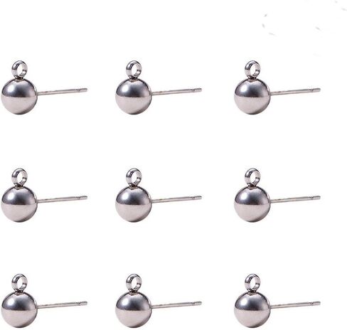 YOYOSTORE 100 Round Ball with Ring Iron Earrings Posts for Jewelry Earring Making Findings (Golden, 6mm) in Kuwait
