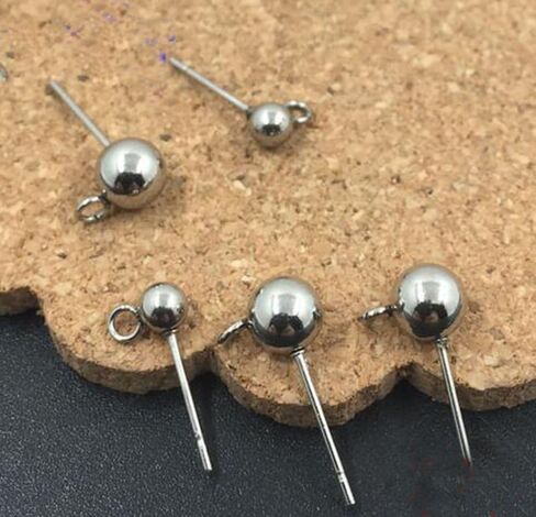 YOYOSTORE 100 Round Ball with Ring Iron Earrings Posts for Jewelry Earring Making Findings (Golden, 6mm) in Kuwait