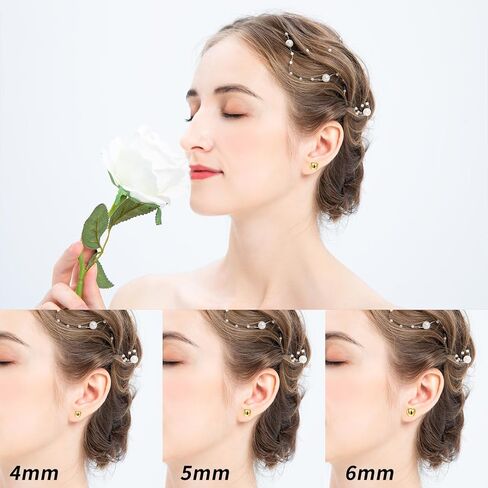 YOYOSTORE 100 Round Ball with Ring Iron Earrings Posts for Jewelry Earring Making Findings (Golden, 6mm) in Kuwait