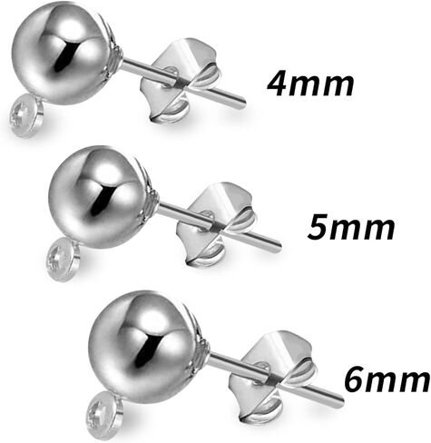 YOYOSTORE 100 Round Ball with Ring Iron Earrings Posts for Jewelry Earring Making Findings (Golden, 6mm) in Kuwait