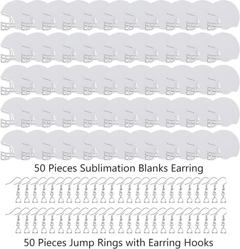50 قطعة من أقراط التسامي السائبة MDF لأقراط خوذة التسامي على الوجهين مع خطافات القرط وحلقات القفز أقراط التسامي (خوذة) in Kuwait