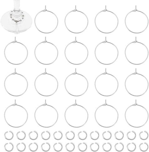 UNICRAFTALE 120 Pcs Beading Hoop Earring Findings Kit 316 Surgical Stainless Steel Hypoallergenic Wine Glass Charms Rings with 200Pcs Jump Rings Bead Earring Hoops for Jewelry Making Craft Art DIY in Saudi Arabia