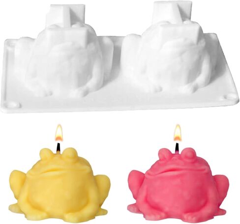 ONNPNN 3D الضفدع شكل قالب شمعة، لطيف الضفدع على شكل قوالب راتنجات الايبوكسي، قوالب السيليكون الضفدع فندان، أداة الخبز المطبخ الحيوان لSugarcraft حلوى الشوكولاته الصابون الطين الجص ديكور المنزل in Kuwait