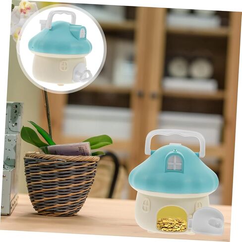 Mushroom Piggy Bank, Cartoon Mushroom House Piggy Bank, Cartoon Piggy Bank Mushroom House Coin Holder, Plastic Coin Bank Money Box for Easter Holiday Birthday Gift in Kuwait