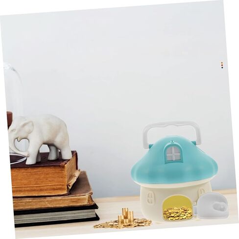 Mushroom Piggy Bank, Cartoon Mushroom House Piggy Bank, Cartoon Piggy Bank Mushroom House Coin Holder, Plastic Coin Bank Money Box for Easter Holiday Birthday Gift in Kuwait
