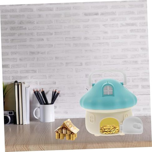 Mushroom Piggy Bank, Cartoon Mushroom House Piggy Bank, Cartoon Piggy Bank Mushroom House Coin Holder, Plastic Coin Bank Money Box for Easter Holiday Birthday Gift in Kuwait