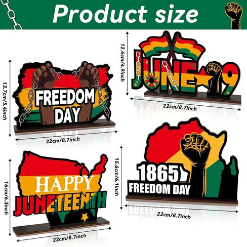4PCS Juneteenth Wooden Centerpieces Table Decorations June 19th Table Decor Centerpieces Happy Juneteenth Freedom Day Table Topper Sign for Juneteenth Party Home Desktop Wood Craft Center Piece Decor in Saudi Arabia