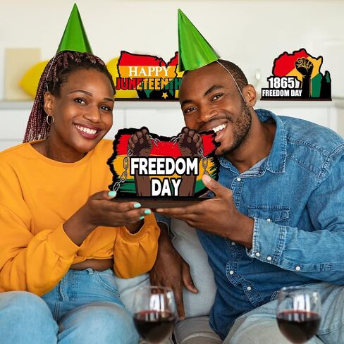 4PCS Juneteenth Wooden Centerpieces Table Decorations June 19th Table Decor Centerpieces Happy Juneteenth Freedom Day Table Topper Sign for Juneteenth Party Home Desktop Wood Craft Center Piece Decor in Saudi Arabia