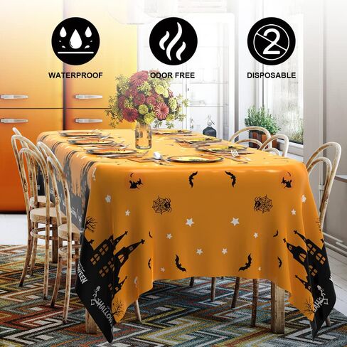 لوازم حفلات الهالوين تخدم 24، ديكورات حفلات الهالوين أحادية الاستخدام تتضمن أطباق هالوين ومناديل، مفرش مائدة، خلفية، ديكورات هالوين داخلية وخارجية in Kuwait