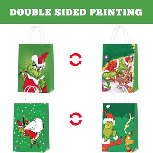 16 قطعة من أكياس هدايا حفلة عيد الميلاد، أفلام عيد الميلاد كرافت الورقية حقائب مع مقابض هدايا عيد الميلاد أكياس حلوى هدايا للأولاد والبنات والأطفال الأسرة عيد الميلاد حفلة عيد الميلاد in Kuwait