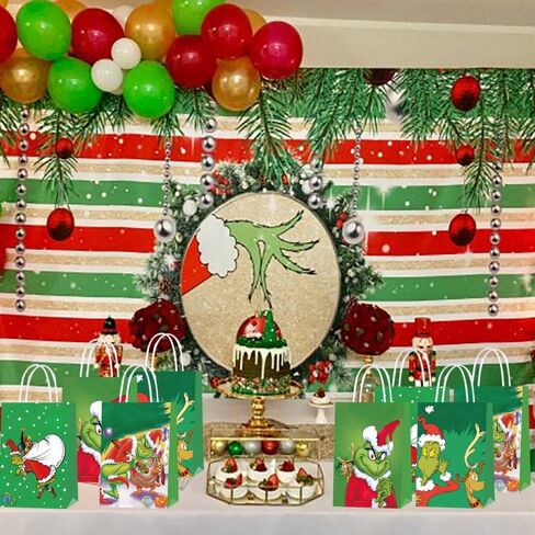 16 قطعة من أكياس هدايا حفلة عيد الميلاد، أفلام عيد الميلاد كرافت الورقية حقائب مع مقابض هدايا عيد الميلاد أكياس حلوى هدايا للأولاد والبنات والأطفال الأسرة عيد الميلاد حفلة عيد الميلاد in Kuwait