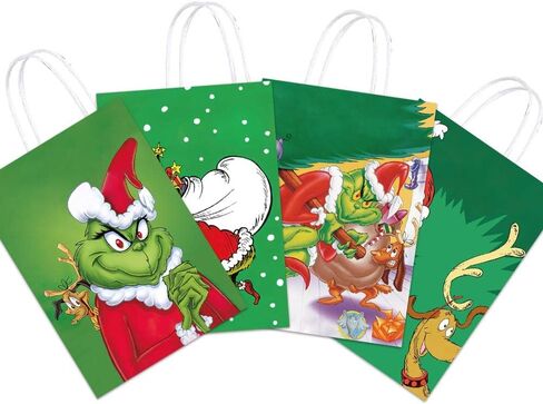 16 قطعة من أكياس هدايا حفلة عيد الميلاد، أفلام عيد الميلاد كرافت الورقية حقائب مع مقابض هدايا عيد الميلاد أكياس حلوى هدايا للأولاد والبنات والأطفال الأسرة عيد الميلاد حفلة عيد الميلاد in Kuwait