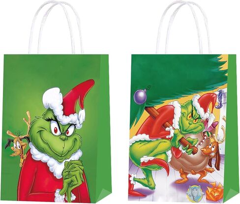 16 قطعة من أكياس هدايا حفلة عيد الميلاد، أفلام عيد الميلاد كرافت الورقية حقائب مع مقابض هدايا عيد الميلاد أكياس حلوى هدايا للأولاد والبنات والأطفال الأسرة عيد الميلاد حفلة عيد الميلاد in Kuwait