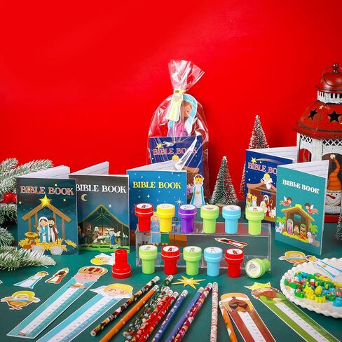 350 Pcs Christmas Stationery Party Favors Bulk Christmas Notebook Pencil Eraser Cards Ruler Treat Bags Stamp Stickers for Kids School Gift Exchange Classroom Games Prizes Events Supply (Classic) in Saudi Arabia