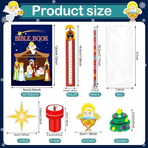 350 Pcs Christmas Stationery Party Favors Bulk Christmas Notebook Pencil Eraser Cards Ruler Treat Bags Stamp Stickers for Kids School Gift Exchange Classroom Games Prizes Events Supply (Classic) in Saudi Arabia