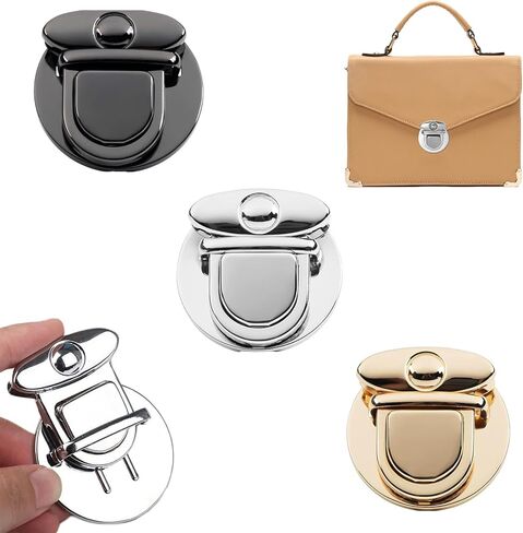 قفل لسان البطة، قفل إبهام المحفظة، مشبك قفل دوار، قفل ملتوي من سبيكة معدنية - 3 قطع in Kuwait